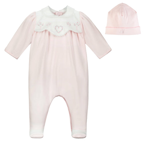 NEW SS24 Emile et Rose Pink Babygrow with Hat Fern 2581