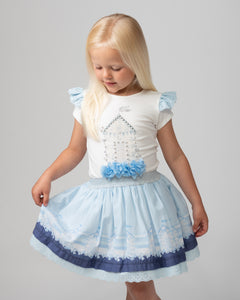PRE ORDER - NEW SS24 Caramelo Girls Beach Hut Skirt Set SKY BLUE 0122124