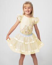 Load image into Gallery viewer, NEW SS24 Caramelo Girls Tulle Pearl Vanity Skirt Set 0122128 LEMON