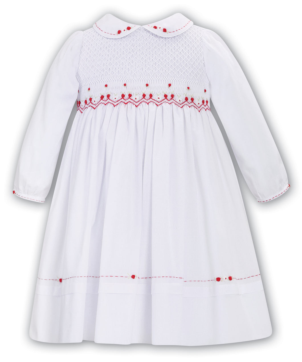 NEW AW23 Sarah Louise Smocked Dress white/red 013028
