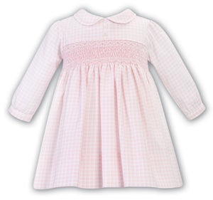 NEW AW23 Sarah Louise Pink Checked Smocked Dress 013075