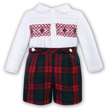 Load image into Gallery viewer, NEW AW23 Sarah Louise Boys Tartan Smocked Outfit 013132