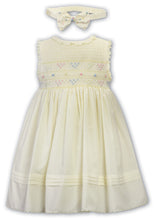 Load image into Gallery viewer, NEW SS24 Sarah Louise Girls Lemon Smocked Dress with Headband 013216