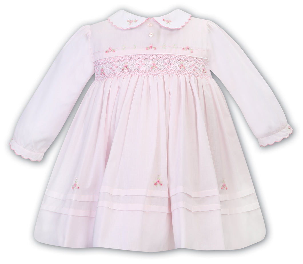 NEW AW25 Sarah Louise Girls Smocked Dress Pink/white 013699