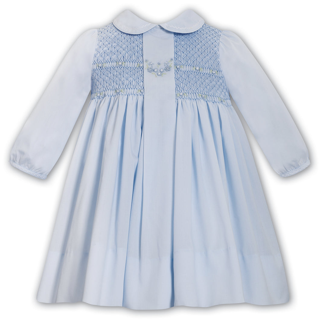 NEW AW25 Sarah Louise Girls Smocked Dress Blue/White 013744