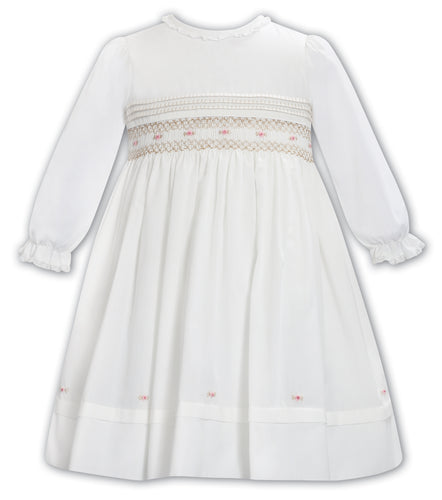 NEW AW25 Sarah Louise Girls Smocked Dress 013768 Ivory/Beige