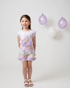 PRE ORDER - NEW SS24 Caramelo Girls Carousel Shorts Set LILAC 019088