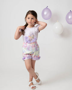 NEW SS24 Caramelo Girls Carousel Shorts Set LILAC 019088