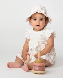 PRE ORDER - NEW SS24 Caramelo Girls Garden Baby Dress with Headband IVORY 031280