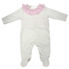 Load image into Gallery viewer, NEW AW25 Ivory/Pink Smocked Babygrow 10102