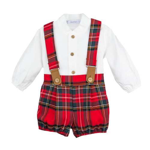 NEW AW24 Calamaro Boys Tartan Braces Outfit 11092