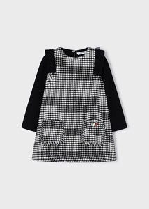 NEW AW23 Mayoral Girls Checked Pinnafore Style Dress 4921 Black/46
