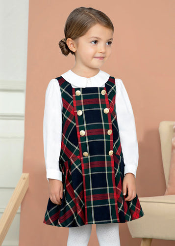 NEW AW23 Abel & Lula Tartan Pinnafore Dress and Blouse Outfit 5549/5661