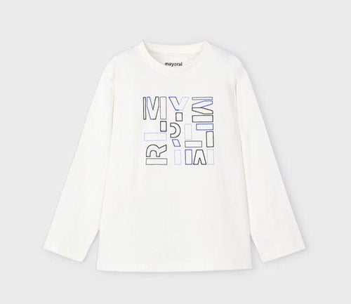 NEW AW24 Mayoral Boys Long Sleeve t-shirt 173 Cream 55