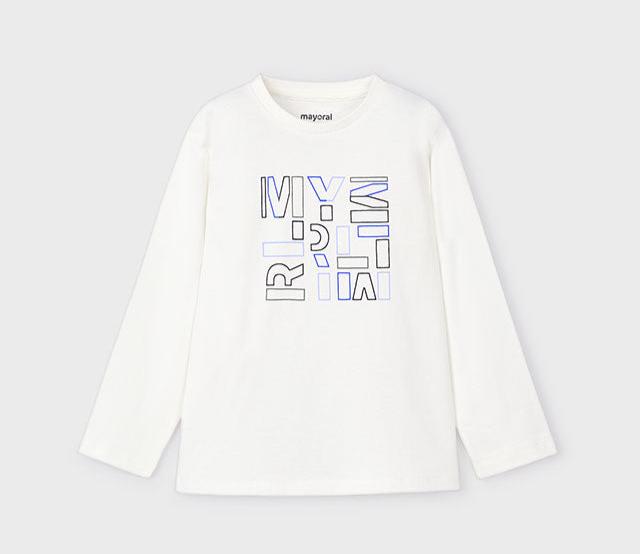 NEW AW24 Mayoral Boys Long Sleeve t-shirt 173 Cream 55