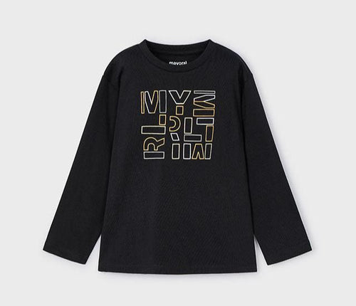 NEW AW24 Mayoral Boys Long Sleeve t-shirt 173 Black 57