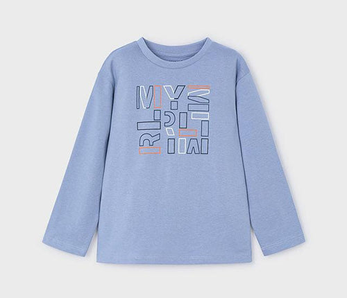 NEW AW24 Mayoral Boys Long Sleeve t-shirt 173 Dusky Blue 60