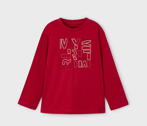 NEW AW24 Mayoral Boys Long Sleeve t-shirt 173 Red 61