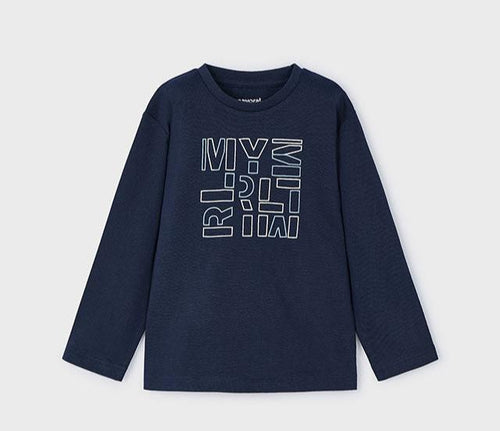 NEW AW24 Mayoral Boys Long Sleeve t-shirt 173 Navy 62