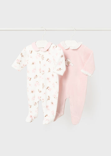 NEW AW24 Mayoral Girls 2 Pack Babygrow Set 2777 Blush Pink/85