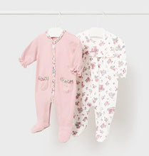 Load image into Gallery viewer, NEW AW24 Mayoral Girls 2 Pack Babygrow Set 2778 Rose Pink 56