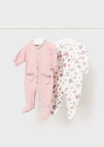 NEW AW24 Mayoral Girls 2 Pack Babygrow Set 2778 Rose Pink 56