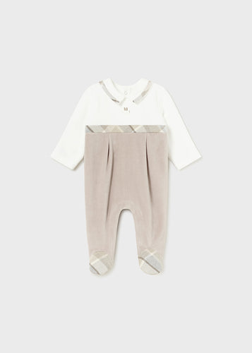 NEW AW24 Mayoral Boys Velour Babygrow 2791 Walnut/26