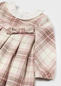 NEW AW24 Mayoral Plaid Dress 2903 Blush Pink/74