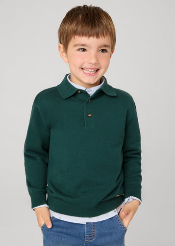 NEW AW24 Mayoral Boys Knit Polo Shirt 4102 Dark Green 66