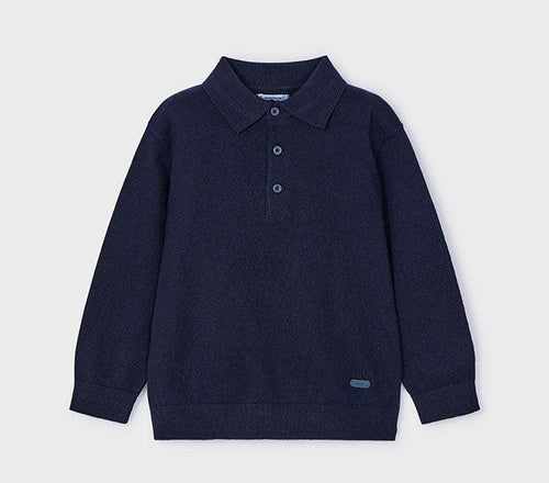 NEW AW24 Mayoral Boys Knit Polo Shirt 4102 Navy 68