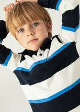 Load image into Gallery viewer, NEW AW24 Mayoral Boys Striped Polo Shirt 4104 Blue/Black 77