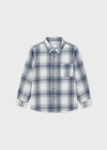 NEW AW24 Mayoral Boys Checked Shirt 4114 Cloud Blue 86