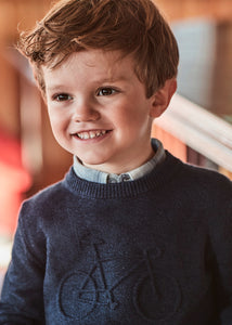 NEW AW24 Mayoral Boys Embossed Jumper 4341 navy/60