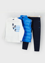 Load image into Gallery viewer, NEW AW24 Mayoral Boys 3 piece outfit with bodywarmer 4606 blue/54