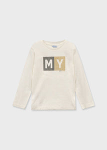 NEW AW25 Mayoral Boys Long Sleeve T shirt 173 Cream 80