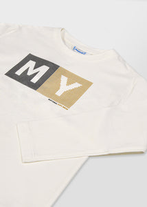 NEW AW25 Mayoral Boys Long Sleeve T shirt 173 Cream 80