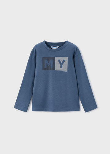 NEW AW25 Mayoral Boys Long Sleeve T shirt 173 Steel Blue 81