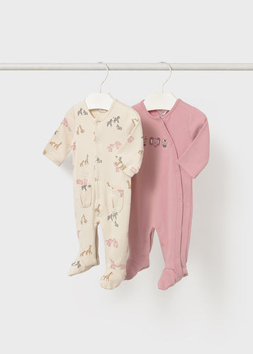 PRE ORDER - NEW AW25 Mayoral Baby Girls Twin Pack of Babygrows 2703 Orchid 92