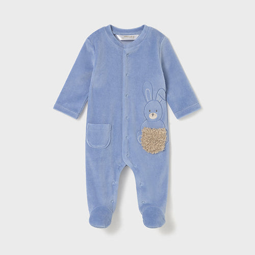 NEW AW25 Mayoral Baby Boys Velour Babygrow 2719 Cloud Blue