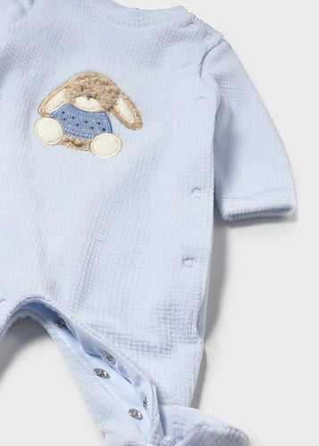 NEW AW25 Mayoral Baby Boys Velour Babygrow 2719 sky Blue