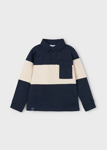 PRE ORDER - NEW AW25 Mayoral Boys Block Colour Polo Top 4121 Navy 19