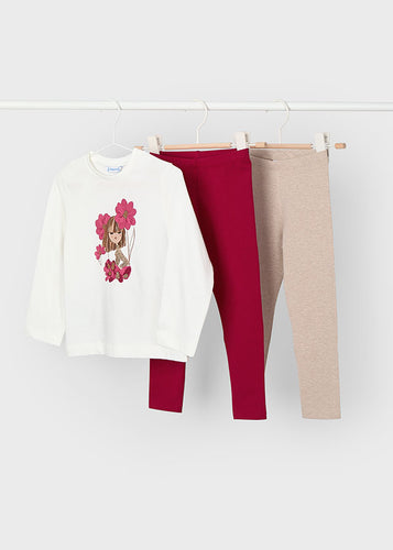 PRE ORDER - NEW AW25 Mayoral Girls 3 Piece Leggings Set 4724 Red 48