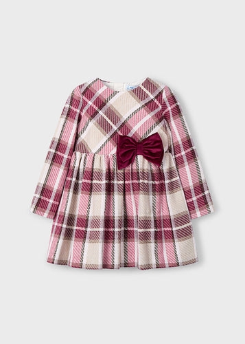 NEW AW25 Mayoral Girls Plaid Dress 4924 Red 42
