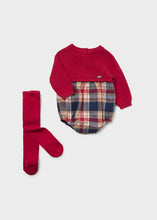 Load image into Gallery viewer, NEW AW26 Mayoral Baby Tartan Romper with Tights 2681 RED/65