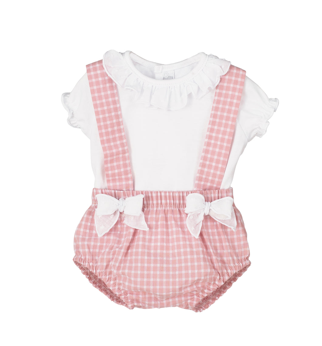 PRE ORDER - NEW SS24 Calamaro Girls Pink Checked Romper 17933