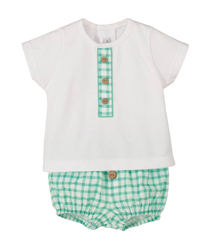 NEW SS24 Calamaro Boys Green Checked Jam Pants Outfit 17955