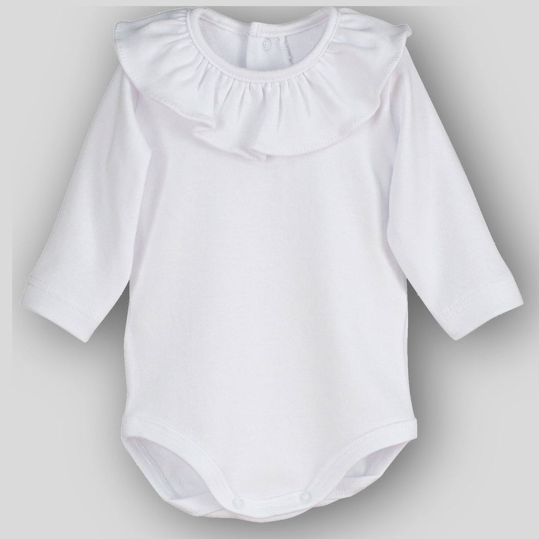 NEW AW24 Calamaro Girls White Frill Collar Bodysuit 19085