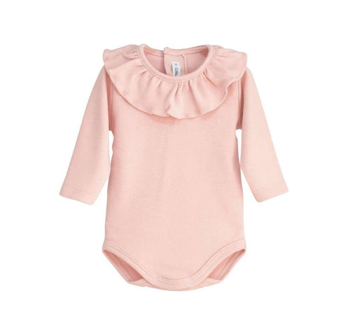 NEW AW24 Calamaro Girls Pink Frill Collar Bodysuit 19085