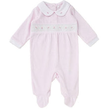 Load image into Gallery viewer, NEW SS24 Spanish Velour smocked rose Babygrow C06300