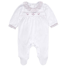 Load image into Gallery viewer, NEW SS24 Spanish White Floral Smocked Babygrow 07049